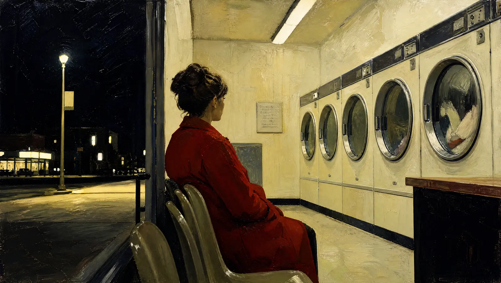 Lavandería de noche